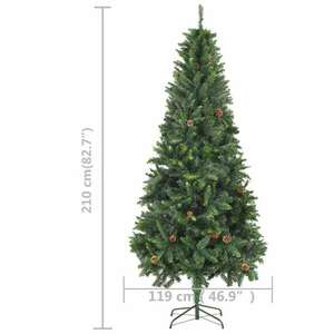 vidaXL zöld műkarácsonyfa LED-del és tobozzal 210 cm kép
