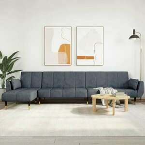 vidaXL sötétszürke L-alakú bársony kanapéágy 275x140x70 cm kép