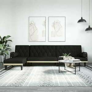 vidaXL fekete L-alakú bársony kanapéágy 260x140x70 cm kép