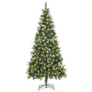vidaXL műkarácsonyfa LED-del és tobozzal 210 cm kép