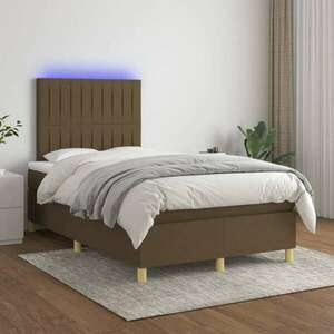 vidaXL barna szövet rugós és LED-es ágy matraccal 120 x 200 cm kép