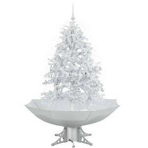 Fehér havazó karácsonyfa ernyő alakú talppal 140 cm kép