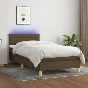 vidaXL barna szövet rugós és LED-es ágy matraccal 80 x 200 cm kép