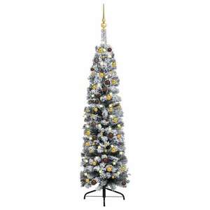 Műkarácsonyfa led-ekkel és gömbökkel 150 cm kép