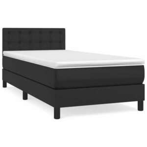 Fekete műbőr rugós ágy matraccal 80 x 200 cm kép