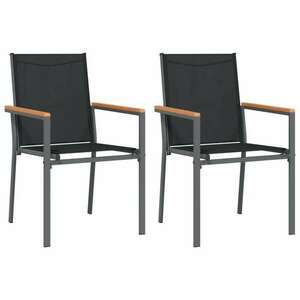 2 db fekete textilén és acél kerti szék 55 x 61, 5 x 90 cm kép