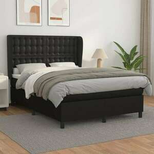 Fekete műbőr rugós ágy matraccal 140 x 190 cm kép