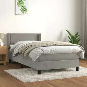 Világosszürke bársony rugós ágy matraccal 90x190 cm kép