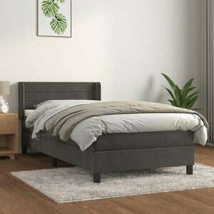 Sötétszürke bársony rugós ágy matraccal 90x190 cm kép