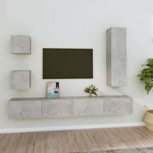 5 részes betonszürke szerelt fa tv-szekrényszett kép