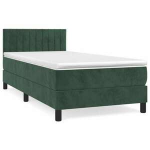 Sötétzöld bársony rugós ágy matraccal 90x190 cm kép