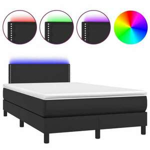 Fekete műbőr rugós ágy matraccal és led-del 120x200 cm kép