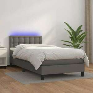 vidaXL szürke műbőr rugós ágy matraccal és LED-del 100x200 cm kép