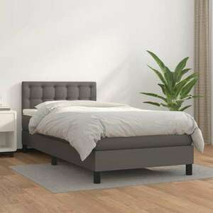 vidaXL szürke műbőr rugós ágy matraccal 100 x 200 cm kép