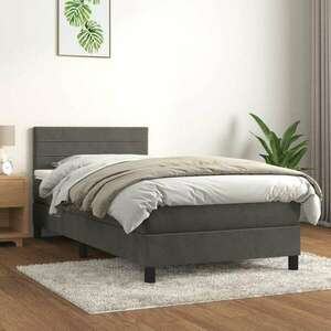 vidaXL sötétszürke bársony rugós ágy matraccal 90x190 cm kép