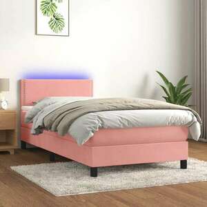 Rózsaszín bársony rugós és led-es ágy matraccal 80 x 200 cm kép