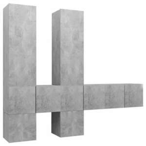 7 részes betonszürke forgácslap tv-szekrényszett kép