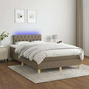vidaXL tópszínű szövet rugós és LED-es ágy matraccal 120 x 200 cm kép