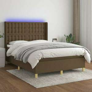 vidaXL barna szövet rugós és LED-es ágy matraccal 140x190 cm kép