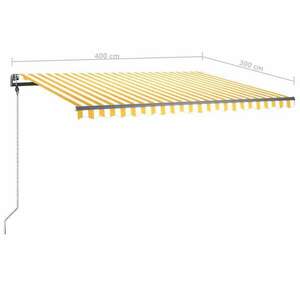 vidaXL sárga és fehér kézzel kihúzható LED-es napellenző 400 x 300 cm kép