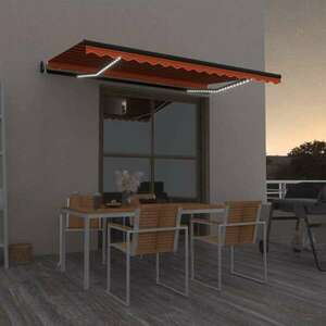 vidaXL narancssárga-barna szélérzékelős és LED-es napellenző 400x350cm kép