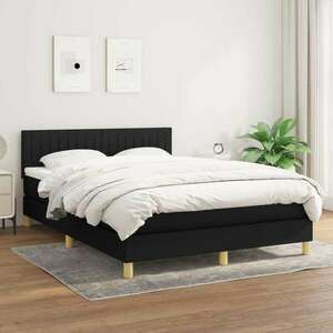 vidaXL fekete szövet rugós ágy matraccal 140 x 190 cm kép