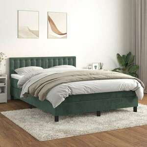 Sötétzöld bársony rugós ágy matraccal 140x200 cm kép