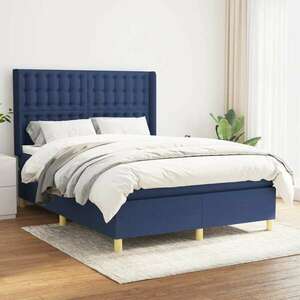 vidaXL kék szövet rugós ágy matraccal 140 x 190 cm kép