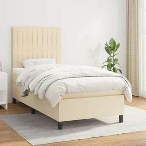 vidaXL krémszínű szövet rugós ágy matraccal 90 x 190 cm kép