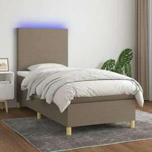 vidaXL tópszínű szövet rugós és LED-es ágy matraccal 100x200 cm kép