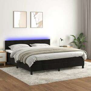 vidaXL fekete bársony rugós és LED-es ágy matraccal 180x200 cm kép