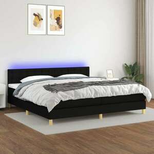 vidaXL fekete szövet rugós és LED-es ágy matraccal 200x200 cm kép