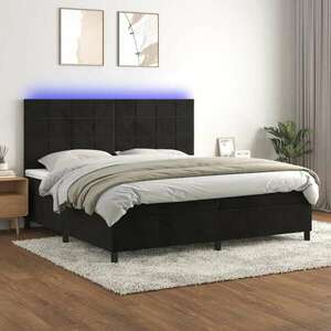 vidaXL fekete bársony rugós és LED-es ágy matraccal 200x200 cm kép