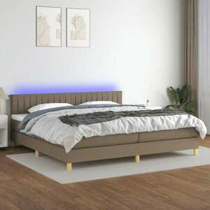 vidaXL tópszínű szövet rugós és LED-es ágy matraccal 200 x 200 cm kép