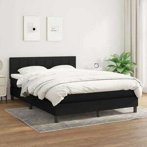 vidaXL fekete szövet rugós ágy matraccal 140 x 190 cm kép