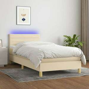vidaXL krémszínű szövet rugós és LED-es ágy matraccal 90x190 cm kép