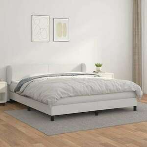 vidaXL fehér műbőr rugós ágy matraccal 180 x 200 cm kép