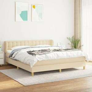vidaXL krémszínű szövet rugós ágy matraccal 180 x 200 cm kép