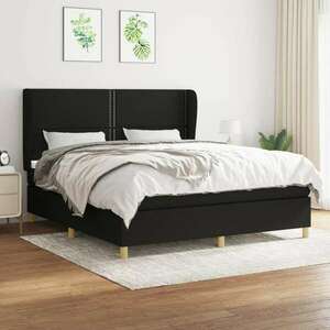 vidaXL fekete szövet rugós ágy matraccal 180 x 200 cm kép