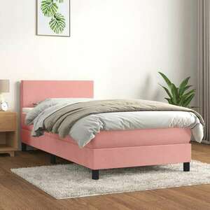 vidaXL rózsaszín bársony rugós ágy matraccal 100 x 200 cm kép