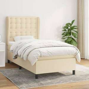 vidaXL krémszínű szövet rugós ágy matraccal 90 x 190 cm kép
