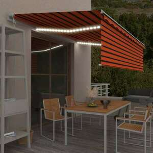 vidaXL narancs-barna redőnyös, LED-es, szélérzékelős napellenző 5x3 m kép