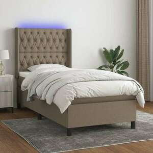 vidaXL tópszínű szövet rugós és LED-es ágy matraccal 90x190 cm kép