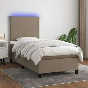 vidaXL tópszínű szövet rugós és LED-es ágy matraccal 100x200 cm kép