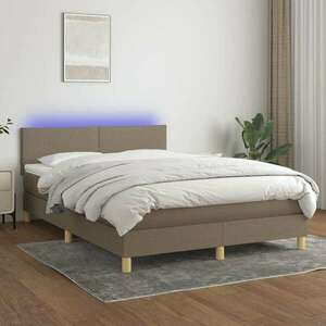 vidaXL tópszínű szövet rugós és LED-es ágy matraccal 140x190cm kép