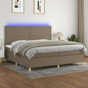 vidaXL tópszínű szövet rugós és LED-es ágy matraccal 200 x 200 cm kép
