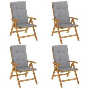 4 db tömör tíkfa dönthető kerti szék párnával kép