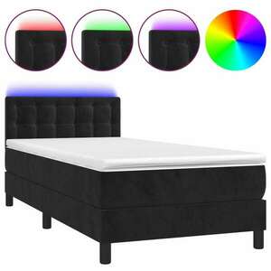 Fekete bársony rugós és led-es ágy matraccal 90x190 cm kép