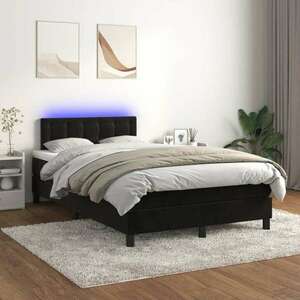 Fekete bársony rugós és led-es ágy matraccal 120x200 cm kép