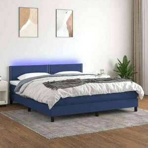 vidaXL kék szövet rugós és LED-es ágy matraccal 160x200 cm kép